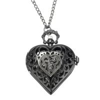 Fashion Watch Necklace Zinc Alloy with Glass Heart plated Unisex & twist oval chain & hollow 38mm Sold Per Approx 31.5 Inch Strand