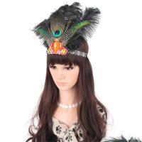 Diadema, cordón de nylon, con pluma, Estilo bohemio & para mujer, Vendido para aproximado 19 Inch Sarta