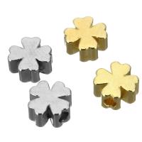 Messing Kraal, Four Leaf Clover, plated, meer kleuren voor de keuze, 5x5x2.50mm, Gat:Ca 0.5mm, 500pC's/Lot, Verkocht door Lot