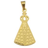 Edelstahl Schmuck Anhänger, goldfarben plattiert, poliert, 17.50x32x2mm, Bohrung:ca. 4x5.5mm, 10PCs/Tasche, verkauft von Tasche