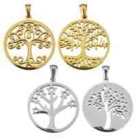 Edelstahl Schmuck Anhänger, Baum, plattiert, poliert & verschiedene Stile für Wahl, 25x28x2mm, Bohrung:ca. 3x5mm, 10PCs/Tasche, verkauft von Tasche