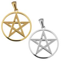 Edelstahl Schmuck Anhänger, Pentagram, plattiert, poliert, keine, 23x26x1.50mm, Bohrung:ca. 3x5mm, 10PCs/Tasche, verkauft von Tasche