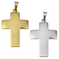 Roestvrij staal Cross Hangers, Oversteken, plated, gepolijst, meer kleuren voor de keuze, 24x36x4mm, Gat:Ca 4x7mm, 10pC's/Bag, Verkocht door Bag