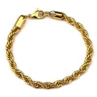 Messing Armband, 18K vergulde, Franse touwketting & uniseks, 6mm, Per verkocht Ca 8.7 inch Strand