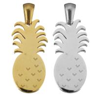 Edelstahl Schmuck Anhänger, Ananas, plattiert, poliert, keine, 12x25x1.50mm, Bohrung:ca. 3x5mm, 10PCs/Tasche, verkauft von Tasche