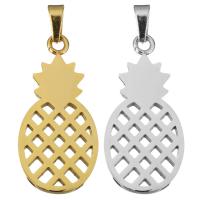 Bijoux pendentifs en acier inoxydable , ananas, Placage, poli & creux, plus de couleurs à choisir, 14x29x2mm, Trou:Environ 3x5mm, 10PC/sac, Vendu par sac