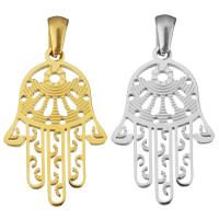 Roestvrij stalen sieraden Hangers, Roestvrij staal, Hamsa, plated, gepolijst & hol, meer kleuren voor de keuze, 18x29x1.50mm, Gat:Ca 3.5x5mm, 10pC's/Bag, Verkocht door Bag