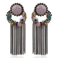 Fashion frynser øreringe, Krystal, med Zinc Alloy, Tassel, guldfarve belagt, for kvinde & facetteret, 20x65mm, Solgt af par