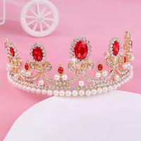 liga de zinco Tiaras, with Pérolas de plástico ABS & cristal, Coroa, cromado de cor dourada, para noivas & facetada & com strass, Chumbo e cádmio livre, 60mm, vendido por PC