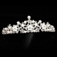 liga de zinco Tiaras, with Pérolas de plástico ABS, Coroa, cromado de cor platina, para noivas & com strass, Chumbo e cádmio livre, 60mm, vendido por PC