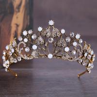 liga de zinco Tiaras, with cristal, Coroa, banho de cor bronze antigo, para noivas & facetada & com strass, Chumbo e cádmio livre, 65mm, vendido por PC