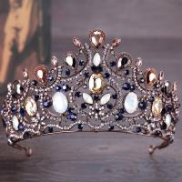 Cinko lydinys Tiaras, su Krištolas, Karūna, antikvariniai bronzinė spalva padengtas, nuotakos & briaunotas & su Kalnų krištolas, švino ir kadmio nemokamai, 65mm, Pardavė PC