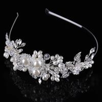 Zinc Alloy Hair Band, met ABS kunststof parel & Kristal, platinum plated, voor vrouw & gefacetteerde, lood en cadmium vrij, 60x190mm, Verkocht door PC