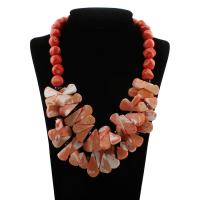 Collar de cadena suéter de Coral, Coral natural, latón cierre de anillo de primavera, Gota, para mujer, más colores para la opción, 17x32x4mm, Vendido para aproximado 25 Inch Sarta