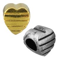 Stainless Steel European Bead, Heart, forgyldt, uden trold, flere farver til valg, 9x10x9mm, Hole:Ca. 5mm, 10pc'er/Bag, Solgt af Bag