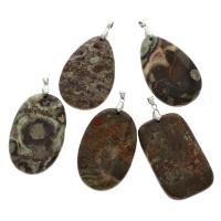 Pendants Jewelry Agate, Agat Multicolour, le bannaí práis, dathanna measctha, 34x63x9mm-35x65x10mm, Poll:Thart 4x6mm, 5ríomhairí pearsanta/Mála, Díolta De réir Mála