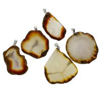 Pendentif Agate dentelle, agate lace, avec laiton caution, terre de sienne, 29x47x7.5mm-45x54x7mm, Trou:Environ 3x6mm, 5PC/sac, Vendu par sac