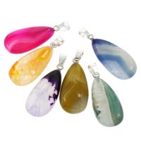 Lace Agate Pendants with brass bail Teardrop mixed colors Approx Sold By Bag