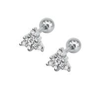 Ανοξείδωτο χάλυβα Ear Piercing Κοσμήματα, Titanium Steel, Τρίγωνο, για τη γυναίκα & με ζιργκόν, αρχικό χρώμα, 8mm, 6Τσάντες/Παρτίδα, Sold Με Παρτίδα