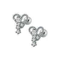 Stainless Steel Ear Piercing Jewelry Titanium Steel Heart for woman & with cubic zirconia original color 8mm Sold By Pair