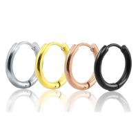 Huggie Hoepel Oorbel, Titanium Staal, Donut, plated, voor vrouw, meer kleuren voor de keuze, 16mm, 6paren/Lot, Verkocht door Lot