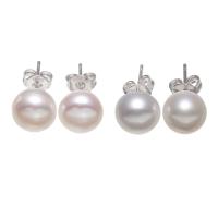 Freshwater Pearl Stud Earring, sterlingsilver örhänge inlägg, olika storlek för val, fler färger för val, Säljs av Par