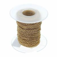 Roestvrij staal curb schakelketting, met kunststof spoel, gold plated, 2mm, Gat:Ca 3-5mm, 10yards/spool, Verkocht door spool