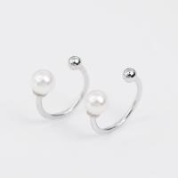 925 Sterling Silver Clip Earring, le Pearl Fionnuisce, do bhean, 5mm, Díolta De réir Péire