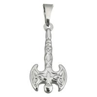 Roestvrij stalen sieraden Hangers, Roestvrij staal, Axe, voor vrouw, oorspronkelijke kleur, 16x34x3.50mm, Gat:Ca 4.5x8mm, Verkocht door PC