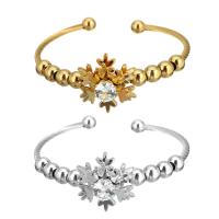 Bracelet en acier inoxydable, fleur, Placage, pour femme & avec strass, plus de couleurs à choisir, 20.5x25mm, 7mm, 3mm, Diamètre intérieur:Environ 61mm, Vendu par PC