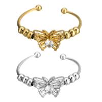 Bracelet en acier inoxydable, papillon, Placage, pour femme & avec strass, plus de couleurs à choisir, 27x23mm, 8mm, 3.5mm, Diamètre intérieur:Environ 60mm, Vendu par PC