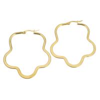 Roestvrij staal oorringen, gold plated, voor vrouw, 44x50mm, Verkocht door pair