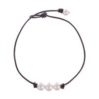 Freshwater Pearl Necklace with PU Leather Potato natural & also can be used as bracelet & for woman Sold By Strand