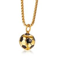 acier inoxydable Pendentif, Football, Placage, pour homme & émail, 60mm, Trou:Environ 3-5mm, Vendu par PC