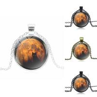 Tijd Gem sieraden ketting, Zinc Alloy, met ijzeren ketting & Glas, Rond plat, plated, uniseks & ovale keten & sticker, meer kleuren voor de keuze, lood en cadmium vrij, 28x36mm, Per verkocht Ca 15.7 inch Strand