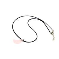 quartz rose collier, avec cuir PU & alliage de zinc, avec 1.8lnch chaînes de rallonge, lune, Placage de couleur platine, naturel, protéger l'environnement, sans nickel, plomb et cadmium, 20x20mm, Vendu par Environ 17.7 pouce brin