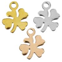 Rustfrit stål smykker Vedhæng, Stainless Steel, Four Leaf Clover, forgyldt, flere farver til valg, 8.50x11x1mm, Hole:Ca. 1.5mm, 100pc'er/Lot, Solgt af Lot