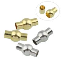 Brass magneettilukko, Messinki, kanssa Magnetic Hematiitti, päällystetty, yhden lohkon, enemmän värejä valinta, nikkeli, lyijy ja kadmium vapaa, 17x9mm, Reikä:N. 4.5mm, 10PC/laukku, Myymät laukku