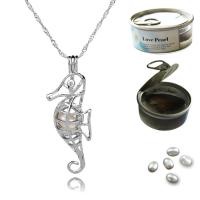 Zoetwater Pearl Locket Necklace, Zinc Alloy, met ijzeren ketting & parel, platinum plated, verschillende stijlen voor de keuze & met brief patroon & voor vrouw & hol, lood en cadmium vrij, 31x18mm, Per verkocht Ca 17.5 inch Strand