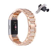 Bracelets de montre, acier inoxydable, Placage, avec outil de réparation de montre & pour fitbit charge 2 & avec strass, plus de couleurs à choisir, 18mm, Vendu par Environ 7.3 pouce brin