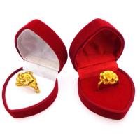 Velvet Ring Box Velveteen with Glue Film Heart red Sold By Lot