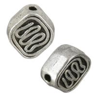 Zink Legierung Perlen Schmuck, Zinklegierung, Rhombus, antik silberfarben plattiert, frei von Nickel, Blei & Kadmium, 8x9x3.50mm, Bohrung:ca. 1mm, 100PCs/Menge, verkauft von Menge