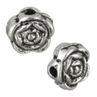 Zinklegering Flower Kralen, Zinc Alloy, Bloem, antiek zilver plated, nikkel, lood en cadmium vrij, 6.50x6.50x4mm, Gat:Ca 1mm, 1000pC's/Lot, Verkocht door Lot