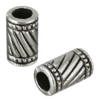 alliage de zinc perle à grand trou, pilier, Plaqué de couleur d'argent, protéger l'environnement, sans nickel, plomb et cadmium, 6x10.50x6mm, Trou:Environ 4mm, 100PC/lot, Vendu par lot