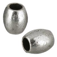 Cink Alloy velika rupa kuglica, Drum, starinski srebrne boje pozlaćen, nikal, olovo i kadmij besplatno, 7x8x7mm, Rupa:Približno 3.5mm, 100računala/Lot, Prodano By Lot