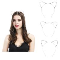 Zinc Alloy Hair Band, Cat, forgyldt, for kvinde & med rhinestone, flere farver til valg, bly & cadmium fri, 120x140x5mm, Solgt af PC