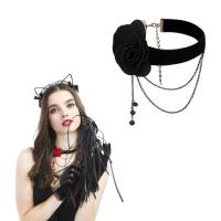 Velveteen Choker Necklace, s Plátno, železo Karabinky, s 5cm extender řetězce, Květina, pro ženy, více barev na výběr, 20mm, Prodáno za Cca 11.5 inch Strand