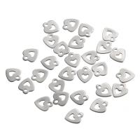 Acier inoxydable Coeur Pendentifs, couleur originale, 11x10mm, Trou:Environ 1mm, 40PC/sac, Vendu par sac