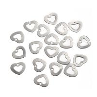 Acier inoxydable Coeur Pendentifs, couleur originale, 13x16mm, Trou:Environ 1mm, 20PC/sac, Vendu par sac