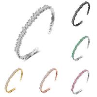 Mässing Armband, plated, öppet & för kvinna & med cubic zirconia, fler färger för val, nickel, bly och kadmium gratis, 60mm, Innerdiameter:Ca 60mm, Längd Ca 7 inch, Säljs av PC